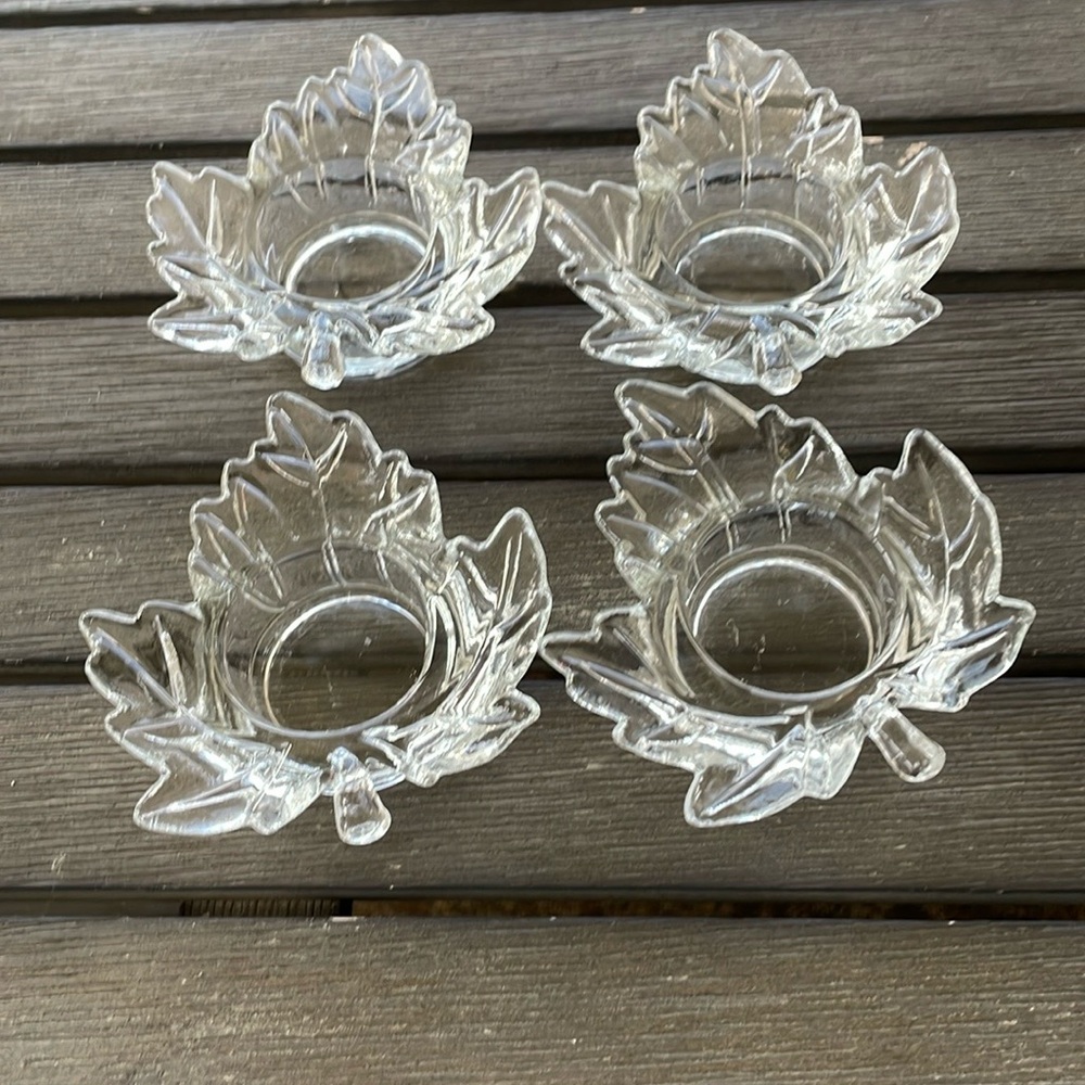 Fall leaves shaped votive candle holders. Set of Four.